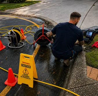 Repairing a burst drain pipe at a Arncliffe home