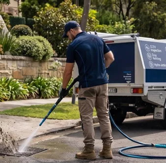 Plumber tracing a drain smell in Arncliffe